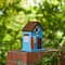 Glitzhome® 10" Modern Blue Wood Beach Hut Birdhouse
